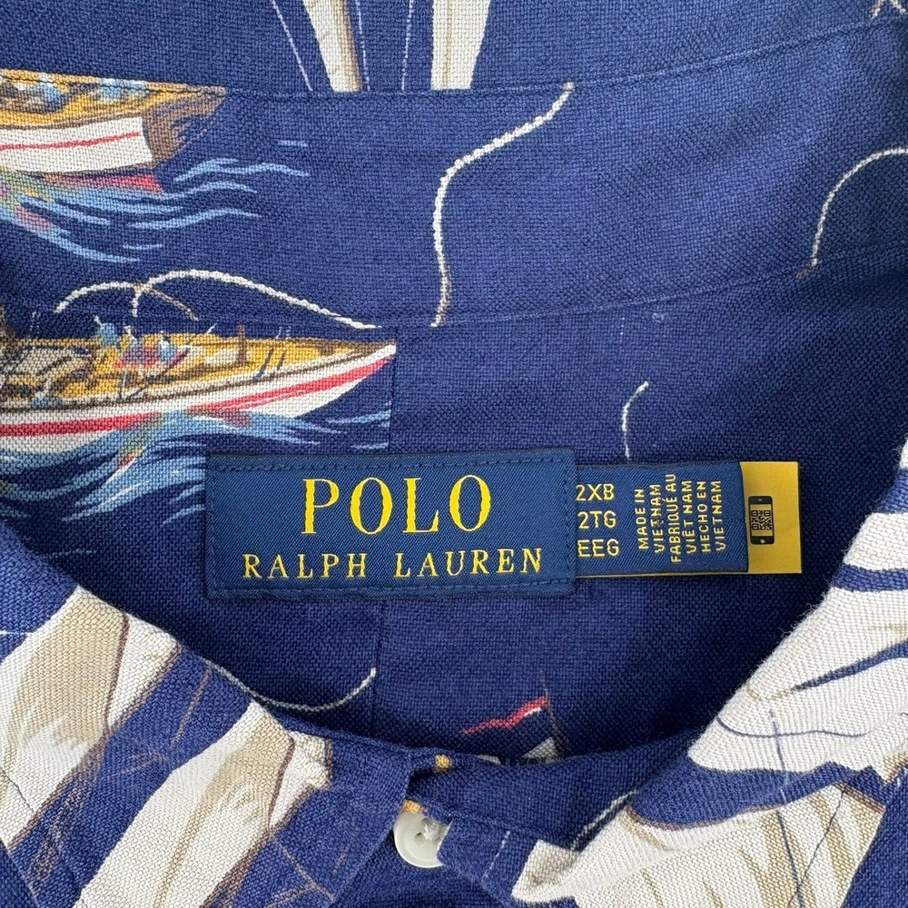 Polo Ralph Lauren Men 2XB Short Sleeve Button Down Shirt Sailboat Nautical Print - Picture 6 of 10